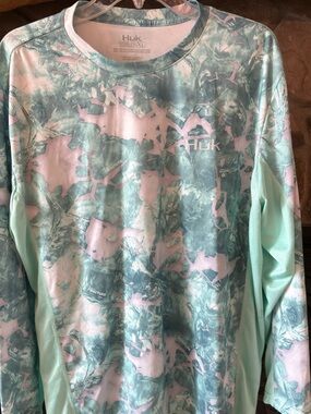 Huk Mint and Pale Pink Performance Shirt